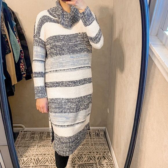Free People Turtleneck Tunic Maxi Sweater Dress - Picture 1 of 8
